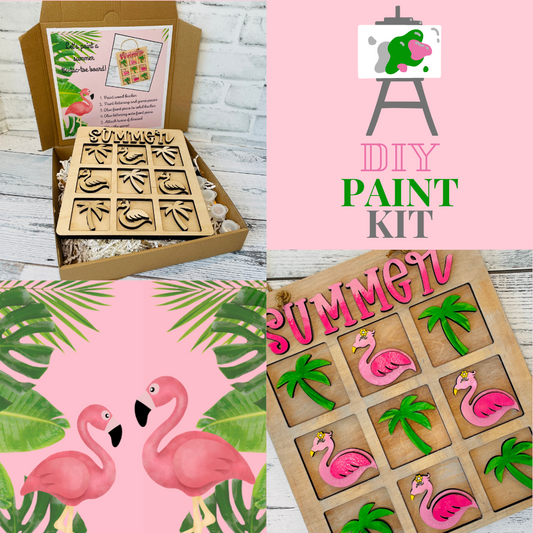 DIY Flamingo Palm Tree Tic Tac Toe all inclusive kit