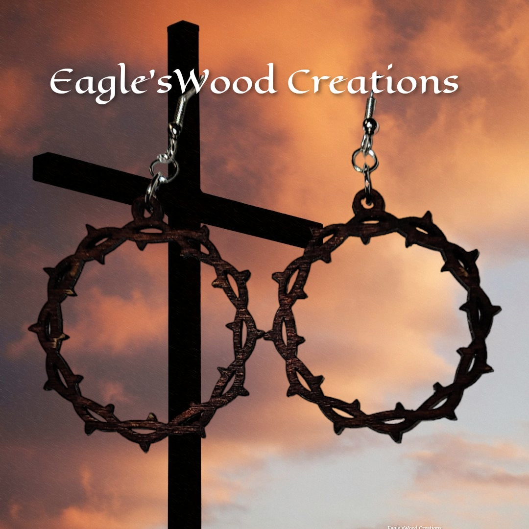 Crown of Thorns Wood Earrings